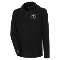 Denver Nuggets Antigua Strong Hold Long Sleeve Henley basketball Hoodie basketball T-Shirt - Black