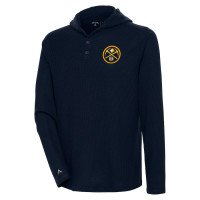 Denver Nuggets Antigua Strong Hold Long Sleeve Henley basketball Hoodie basketball T-Shirt - Navy