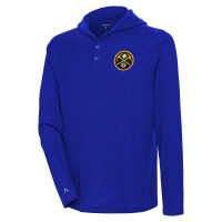 Denver Nuggets Antigua Strong Hold Long Sleeve Henley basketball Hoodie basketball T-Shirt - Royal
