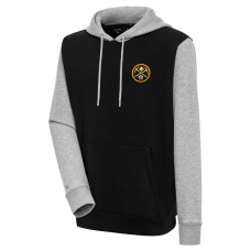 Denver Nuggets Antigua Victory Colorblock Pullover basketball Hoodie - Black/Heather Gray