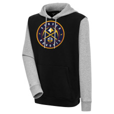 Denver Nuggets Antigua Victory Colorblock Pullover basketball Hoodie - Black/Heather Gray