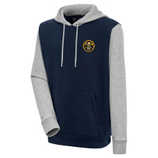 Denver Nuggets Antigua Victory Colorblock Pullover basketball Hoodie - Navy/Heather Gray