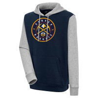 Denver Nuggets Antigua Victory Colorblock Pullover basketball Hoodie - Navy/Heather Gray