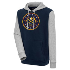Denver Nuggets Antigua Victory Colorblock Pullover basketball Hoodie - Navy/Heather Gray