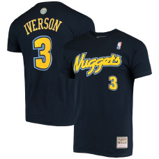 Allen Iverson Denver Nuggets Mitchell & Ness Hardwood Classics Stitch Player basketball T-Shirt - Navy