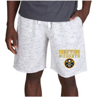 Denver Nuggets Concepts Sport Alley Fleece basketball Shorts - White/Charcoal
