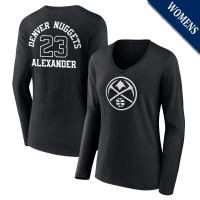 Women's Trey Alexander # 23 Denver Nuggets Player Monochrome Long Sleeve V-Neck Black T-Shirt