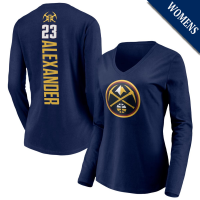 Women's Trey Alexander # 23 Denver Nuggets Playmaker Player Long Sleeve V-Neck Navy T-Shirt