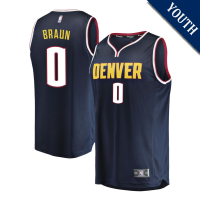 Youth Christian Braun # 0 Denver Nuggets Fast Break Replica Navy Icon Edition Jersey