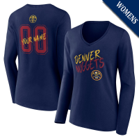 Women's Custom Denver Nuggets Hustle Long Sleeve V-Neck Navy T-Shirt Women's Custom Denver Nuggets Hustle Long Sleeve V-Neck Navy T-Shirt