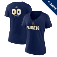 Women's Custom Denver Nuggets Personalized Name & Number Midfielder V-Neck Navy T-Shirt
