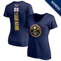 Women's Custom Denver Nuggets Playmaker Personalized Name & Number V-Neck Navy T-Shirt Women's Custom Denver Nuggets Playmaker Personalized Name & Number V-Neck Navy T-Shirt