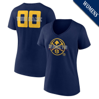 Women's Custom Denver Nuggets Stellar Personalized Name & Number V-Neck Navy T-Shirt Women's Custom Denver Nuggets Stellar Personalized Name & Number V-Neck Navy T-Shirt