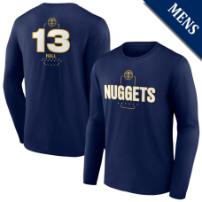Men's PJ Hall # 13 Denver Nuggets Player Midfielder Long Sleeve Navy T-Shirt Men's PJ Hall # 13 Denver Nuggets Player Midfielder Long Sleeve Navy T-Shirt