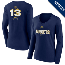 Women's PJ Hall # 13 Denver Nuggets Player Midfielder Long Sleeve V-Neck Navy T-Shirt Women's PJ Hall # 13 Denver Nuggets Player Midfielder Long Sleeve V-Neck Navy T-Shirt