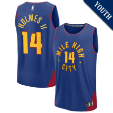 Youth DaRon Holmes II # 14 Denver Nuggets Fast Break Replica Blue Statement Edition Jersey