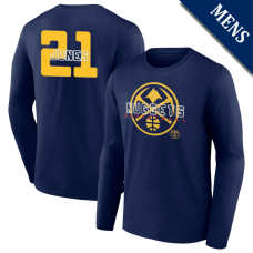 Men's Spencer Jones # 21 Denver Nuggets Stellar Player Long Sleeve Navy T-Shirt Men's Spencer Jones # 21 Denver Nuggets Stellar Player Long Sleeve Navy T-Shirt