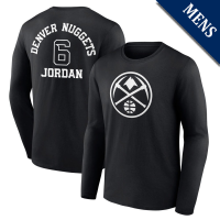 Men's DeAndre Jordan # 6 Denver Nuggets Player Monochrome Long Sleeve Black T-Shirt Men's DeAndre Jordan # 6 Denver Nuggets Player Monochrome Long Sleeve Black T-Shirt