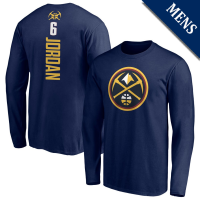 Men's DeAndre Jordan # 6 Denver Nuggets Playmaker Player Long Sleeve Navy T-Shirt Men's DeAndre Jordan # 6 Denver Nuggets Playmaker Player Long Sleeve Navy T-Shirt