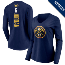 Women's DeAndre Jordan # 6 Denver Nuggets Playmaker Player Long Sleeve V-Neck Navy T-Shirt Women's DeAndre Jordan # 6 Denver Nuggets Playmaker Player Long Sleeve V-Neck Navy T-Shirt