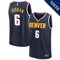 Youth DeAndre Jordan # 6 Denver Nuggets Fast Break Replica Navy Icon Edition Jersey