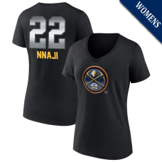 Women's Zeke Nnaji # 22 Denver Nuggets Midnight Mascot Player V-Neck Black T-Shirt Women's Zeke Nnaji # 22 Denver Nuggets Midnight Mascot Player V-Neck Black T-Shirt