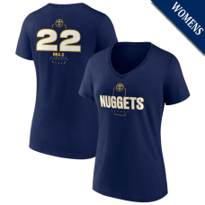 Women's Zeke Nnaji # 22 Denver Nuggets Player Midfielder V-Neck Navy T-Shirt