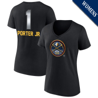 Women's Michael Porter Jr # 1 Denver Nuggets Midnight Mascot Player V-Neck Black T-Shirt Women's Michael Porter Jr # 1 Denver Nuggets Midnight Mascot Player V-Neck Black T-Shirt