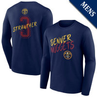 Men's Julian Strawther # 3 Denver Nuggets Hustle Long Sleeve Navy T-Shirt Men's Julian Strawther # 3 Denver Nuggets Hustle Long Sleeve Navy T-Shirt