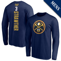 Men's Julian Strawther # 3 Denver Nuggets Playmaker Player Long Sleeve Navy T-Shirt Men's Julian Strawther # 3 Denver Nuggets Playmaker Player Long Sleeve Navy T-Shirt