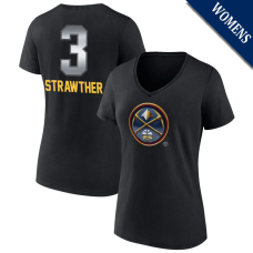 Women's Julian Strawther # 3 Denver Nuggets Midnight Mascot Player V-Neck Black T-Shirt
