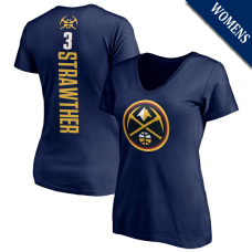 Women's Julian Strawther # 3 Denver Nuggets Playmaker Player V-Neck Navy T-Shirt