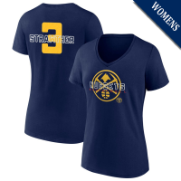 Women's Julian Strawther # 3 Denver Nuggets Stellar Player V-Neck Navy T-Shirt Women's Julian Strawther # 3 Denver Nuggets Stellar Player V-Neck Navy T-Shirt