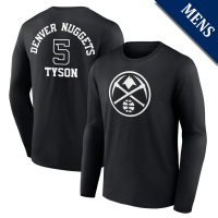 Men's Hunter Tyson # 5 Denver Nuggets Player Monochrome Long Sleeve Black T-Shirt Men's Hunter Tyson # 5 Denver Nuggets Player Monochrome Long Sleeve Black T-Shirt