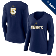Women's Hunter Tyson # 5 Denver Nuggets Player Midfielder Long Sleeve V-Neck Navy T-Shirt