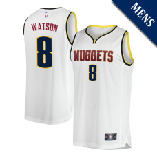 Men's Peyton Watson # 8 Denver Nuggets Fast Break Replica Association Edition White Jersey