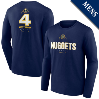 Men's Russell Westbrook # 4 Denver Nuggets Player Midfielder Long Sleeve Navy T-Shirt Men's Russell Westbrook # 4 Denver Nuggets Player Midfielder Long Sleeve Navy T-Shirt