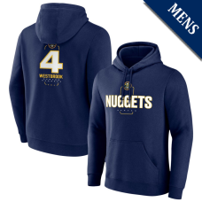 Men's Russell Westbrook # 4 Denver Nuggets Player Midfielder Navy Pullover Hoodie