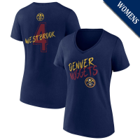 Women's Russell Westbrook # 4 Denver Nuggets Hustle V-Neck Navy T-Shirt
