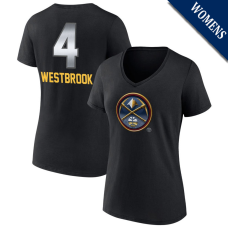 Women's Russell Westbrook # 4 Denver Nuggets Midnight Mascot Player V-Neck Black T-Shirt