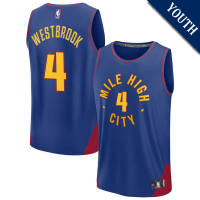 Youth Russell Westbrook # 4 Denver Nuggets Fast Break Replica Blue Statement Edition Jersey
