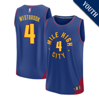 Youth Russell Westbrook # 4 Denver Nuggets Fast Break Replica Statement Edition Blue Jersey