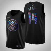 Mens Denver Nuggets Gary Harris #14 Black Iridescent Logo Holographic Hardwood Classics Jersey