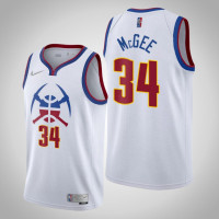 Mens 2021 Denver Nuggets JaVale McGee #34 White Earned Jersey