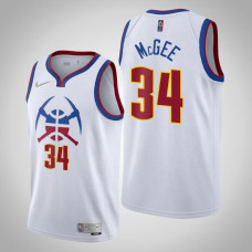 Mens 2021 Denver Nuggets JaVale McGee #34 White Earned Jersey