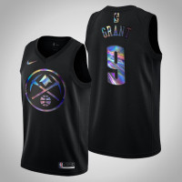 Mens Denver Nuggets Jerami Grant #9 Black Iridescent Logo Holographic Hardwood Classics Jersey