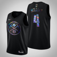 Mens Denver Nuggets Paul Millsap #4 Black Iridescent Logo Holographic Hardwood Classics Jersey