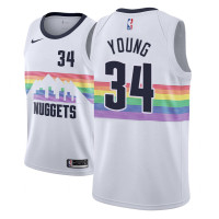 Men NBA 2018-19 Nick Young Denver Nuggets #34 City Edition White Jersey