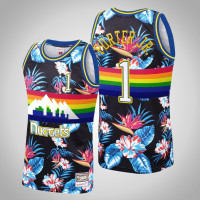 Men Denver Nuggets Michael Porter Jr. #1 Black Floral Fashion Rainbow Classic Jersey