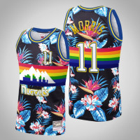 Men Denver Nuggets Monte Morris #11 Black Floral Fashion Rainbow Classic Jersey